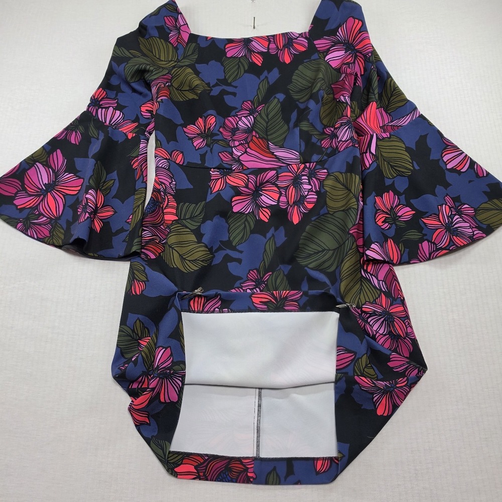 NWT Trina Trina Turk Pink Blue Floral Bell Sleeve Shift Dress Size 6 Retro Mod - Picture 7 of 12